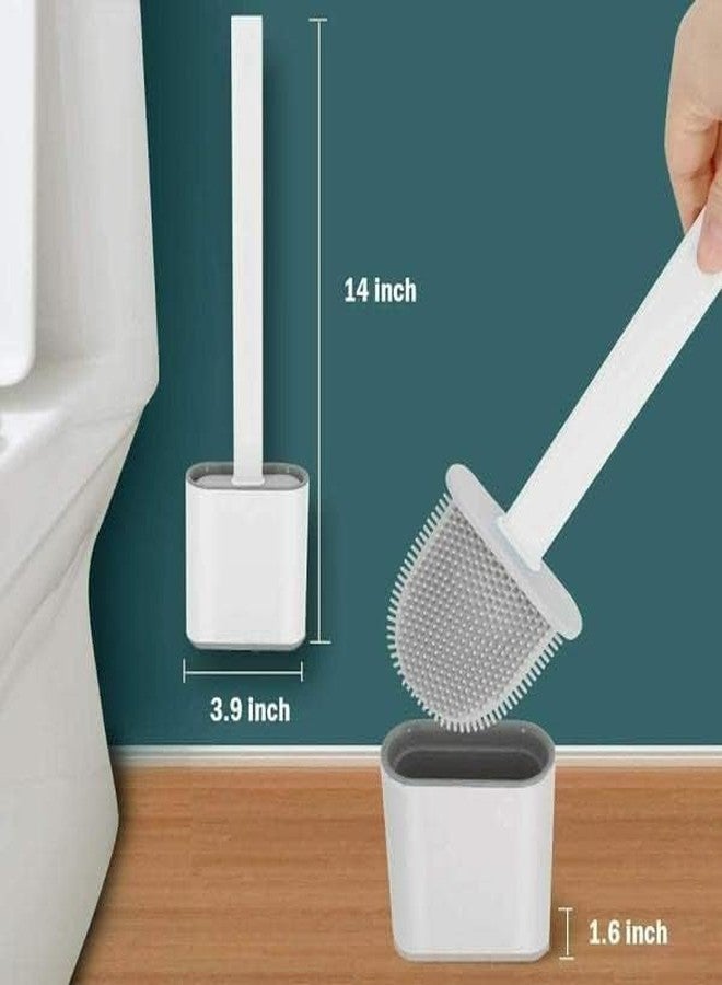 SUPRO Toilet Brush and Holder Set, Silicone Bristle Brush Head, Bathroom Cleaning Set with Storage Holder, Grey (Pack of 2) - Image 5